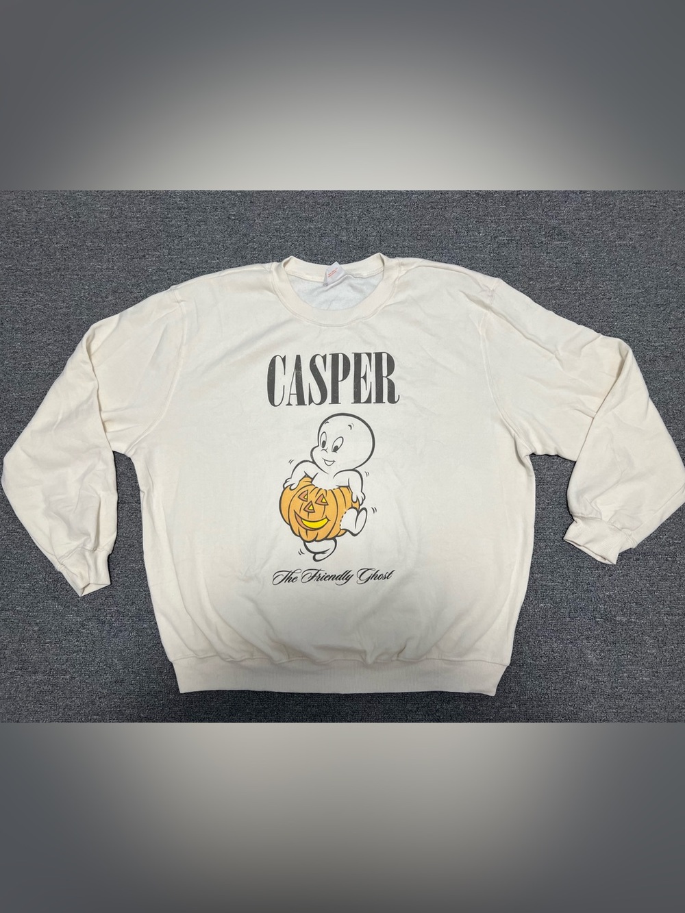 Halloween Casper Cream White Crewneck Sweatshirt Adult XL